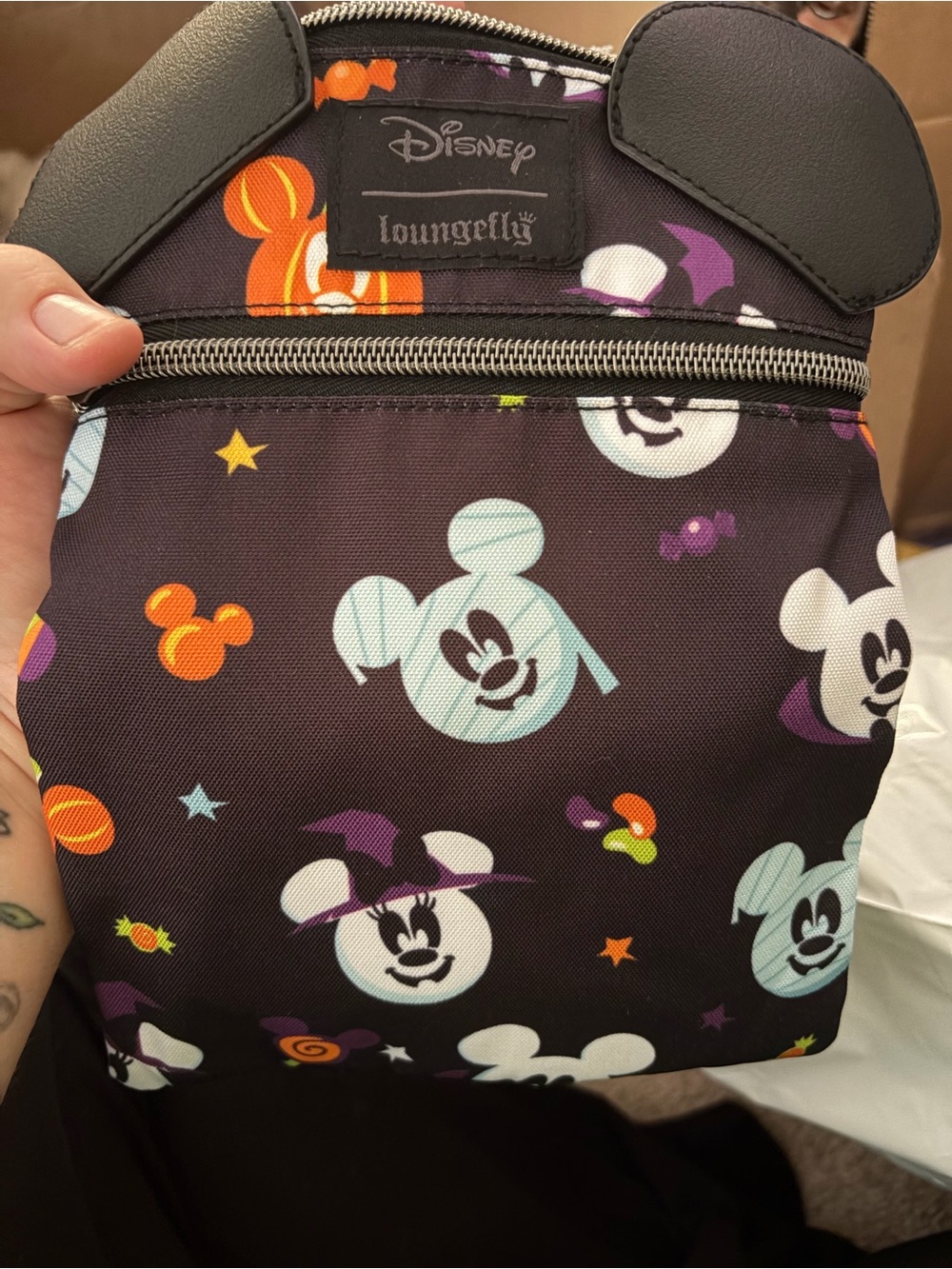 Loungefly Black Halloween Mickey & Minnie Print